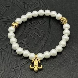 White Gold Beaded Stretch Bracelet 6