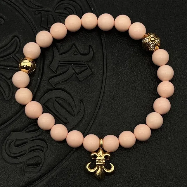 White Gold Beaded Stretch Bracelet 7