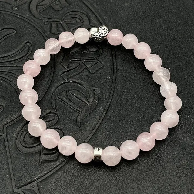 White Gold Beaded Stretch Bracelet 9