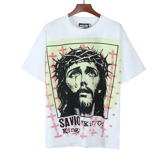 White Graphic Print Religious Motif Oversized T-Shirt 2