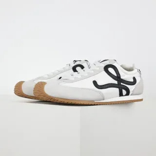 White Gray Low-Top Mixed-Material Upper Sneakers