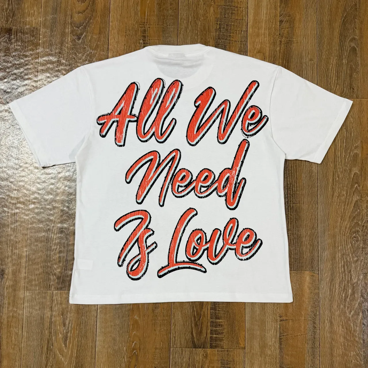 White Red Graphic-Print Crewneck T-Shirt 2