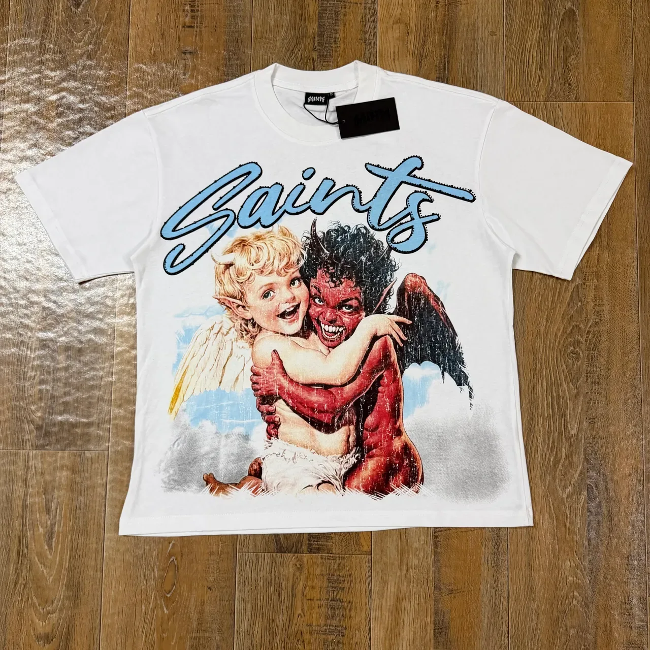 White Red Graphic-Print Crewneck T-Shirt 3