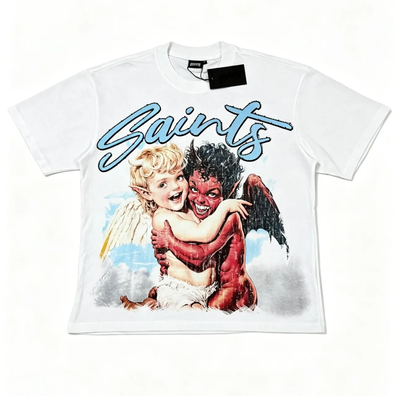 White Red Graphic-Print Crewneck T-Shirt 6