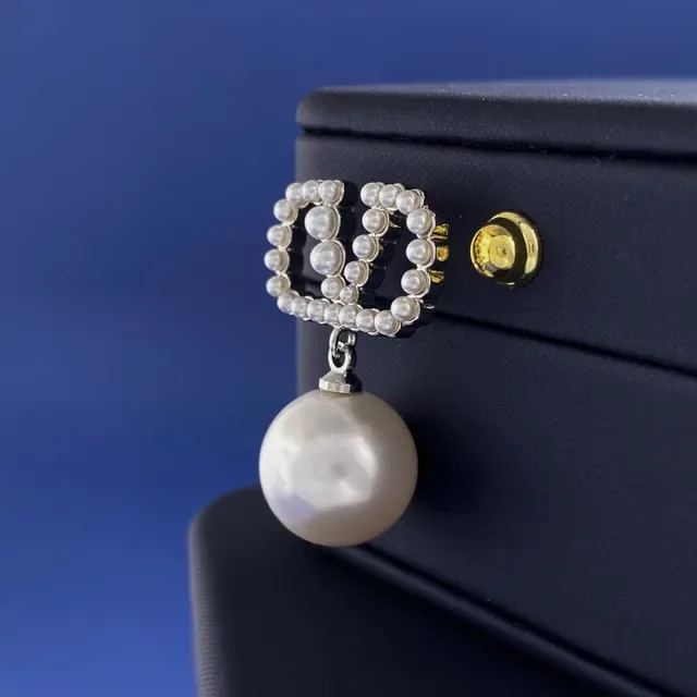 White Silver Pearl Drop Beaded Openwork Frame Earrings 4
