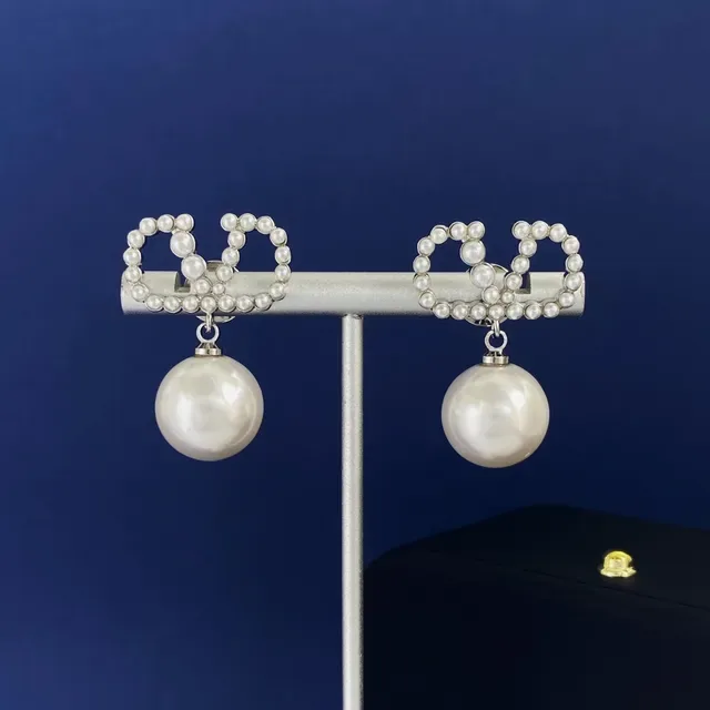 White Silver Pearl Drop Beaded Openwork Frame Earrings 5