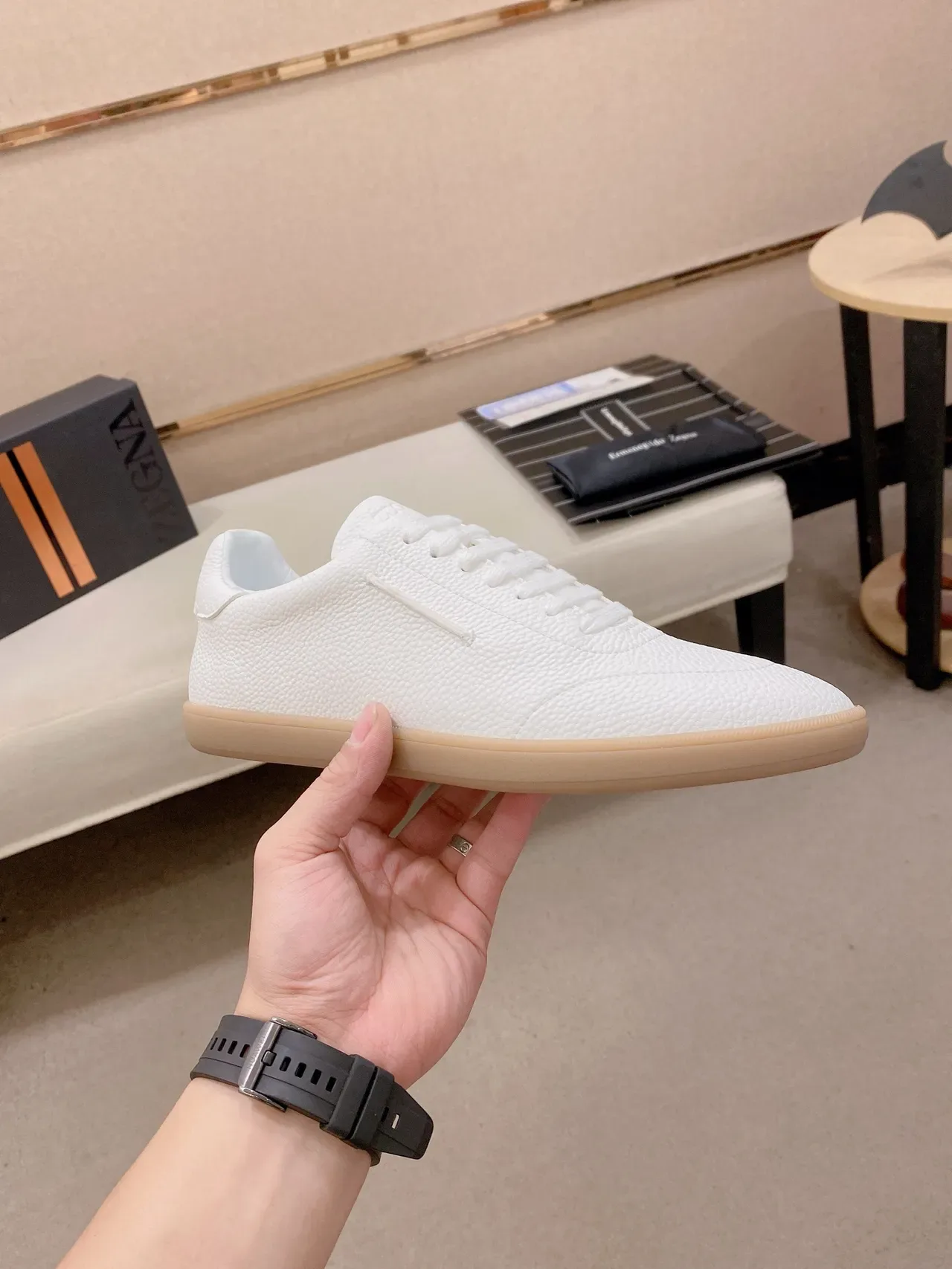 White Textured Upper Gum Sole Lifestyle Sneaker 5