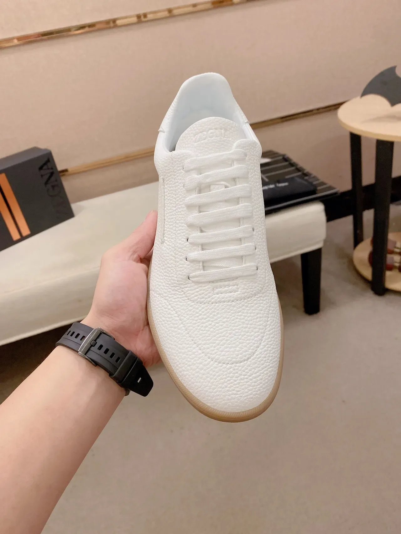 White Textured Upper Gum Sole Lifestyle Sneaker 6