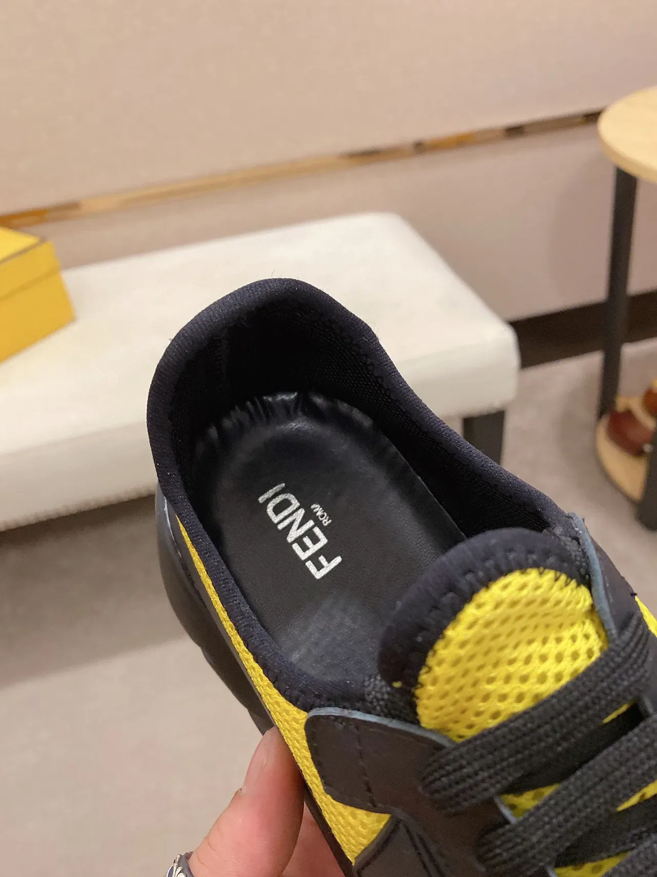 Yellow and Black Mesh-and-Synthetic Lifestyle Sneaker 2