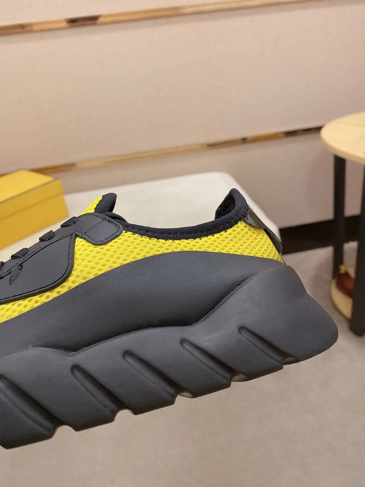 Yellow and Black Mesh-and-Synthetic Lifestyle Sneaker 5