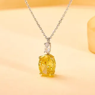 Collier Argent Jaune Gemme Taille Ovale Marquise Accent Transparente