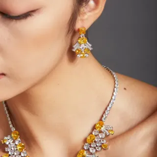 Collier jaune argent Statement Multi-Stone