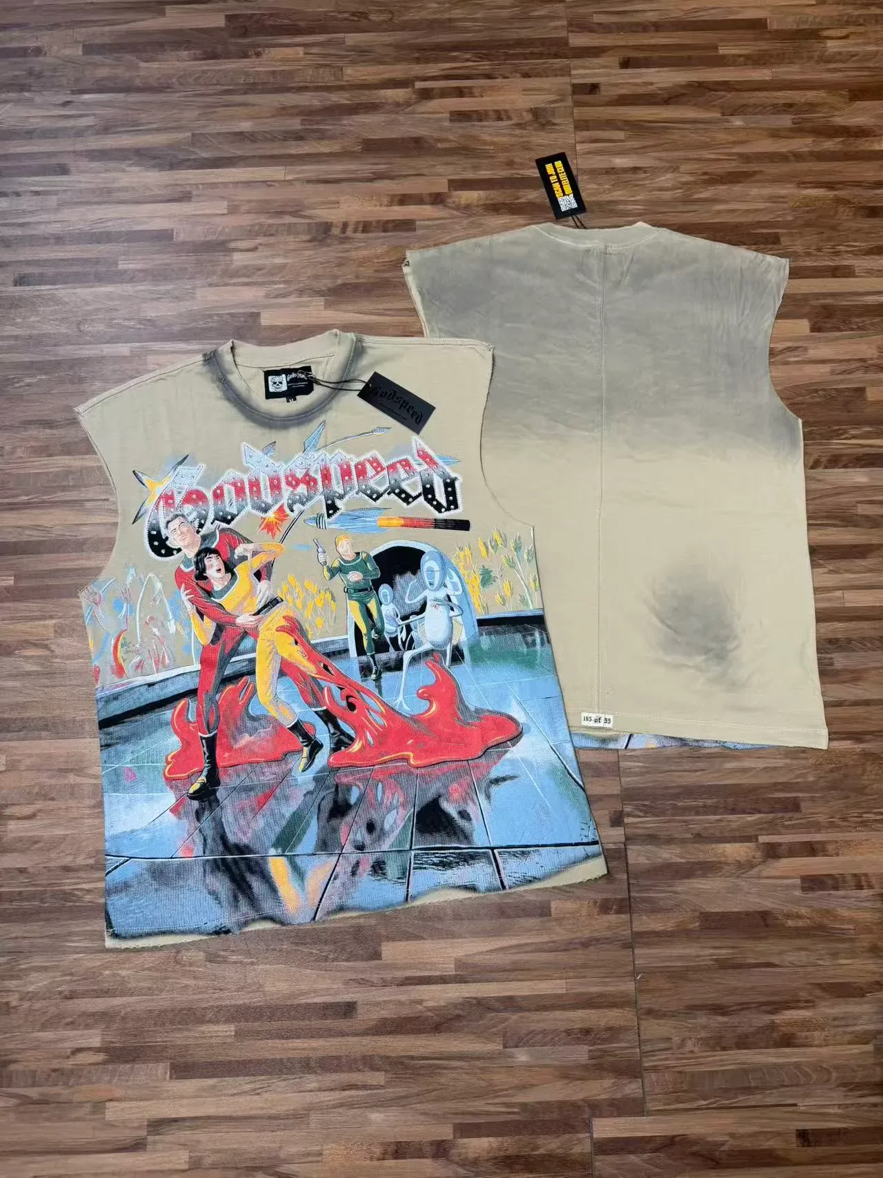 Godspeed Impressão Gráfica Sem Mangas Colete Decote Crew 11