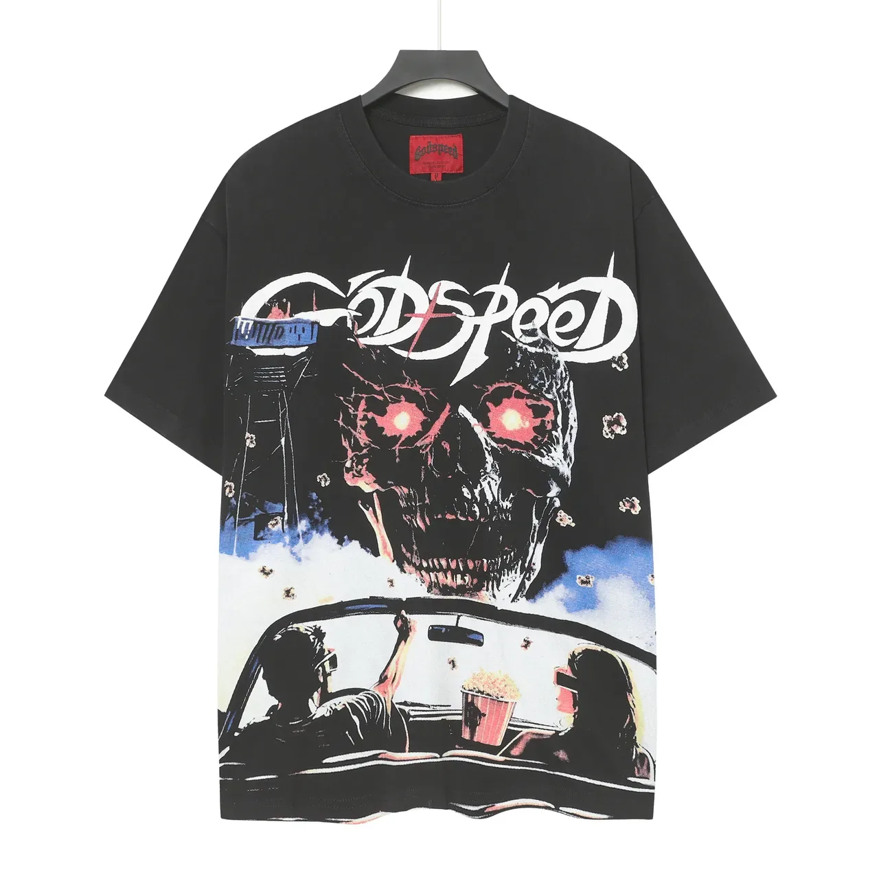 Godspeed Oversized Graphic Print Black T-Shirt 2