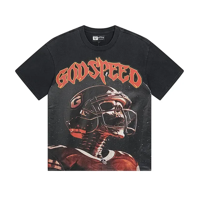 T-shirt noir Godspeed motif casque crâne 2