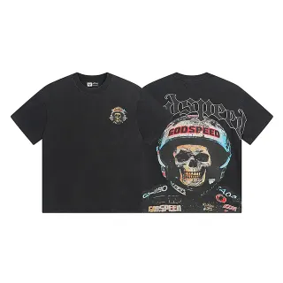 T-shirt noir Godspeed motif casque tête de mort