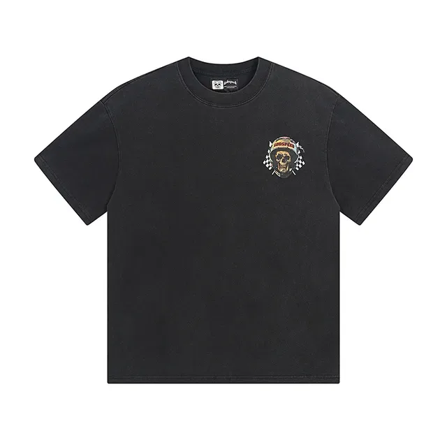 Camiseta preta Godspeed com estampa de capacete de caveira 2