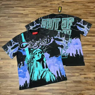 Godspeed Statue of Liberty Lightning Graphic T-Shirt