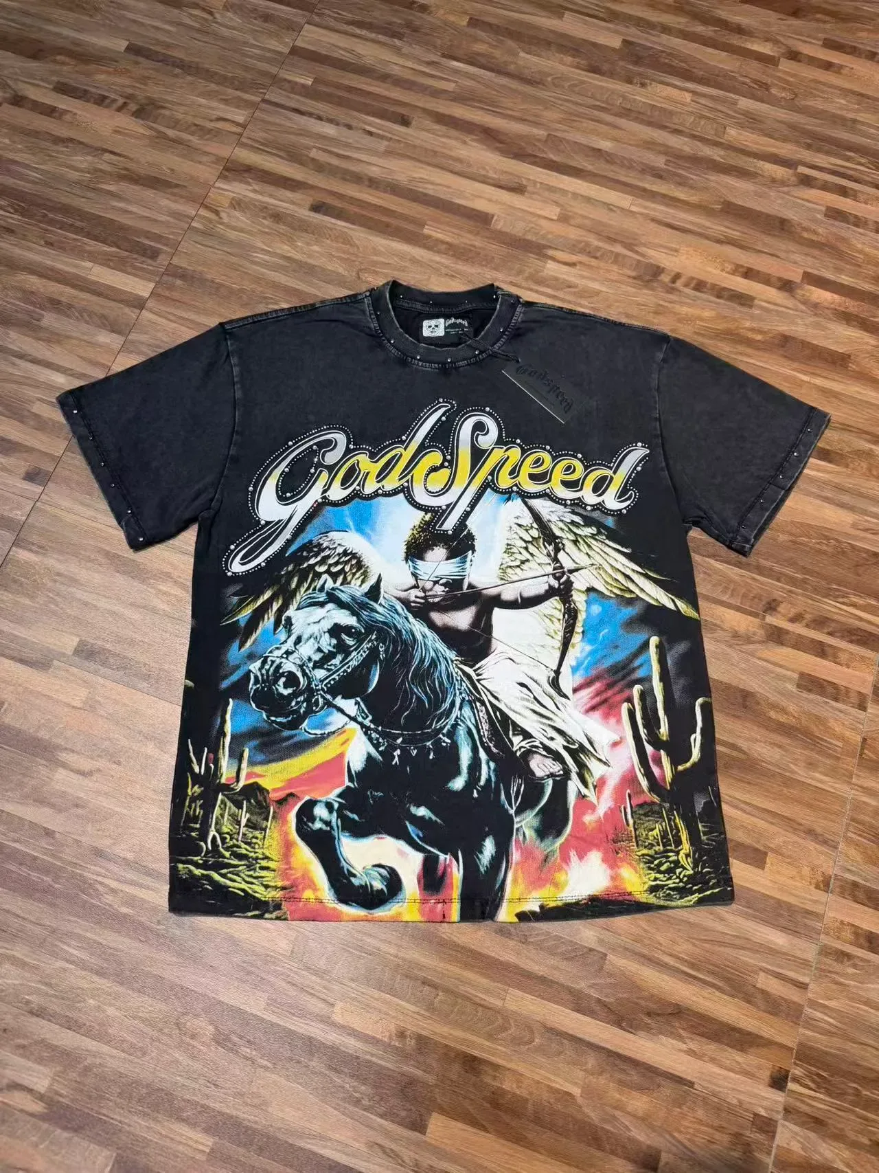 Godspeed Winged Archer Graphic Studded Shoulder T-Shirt 3