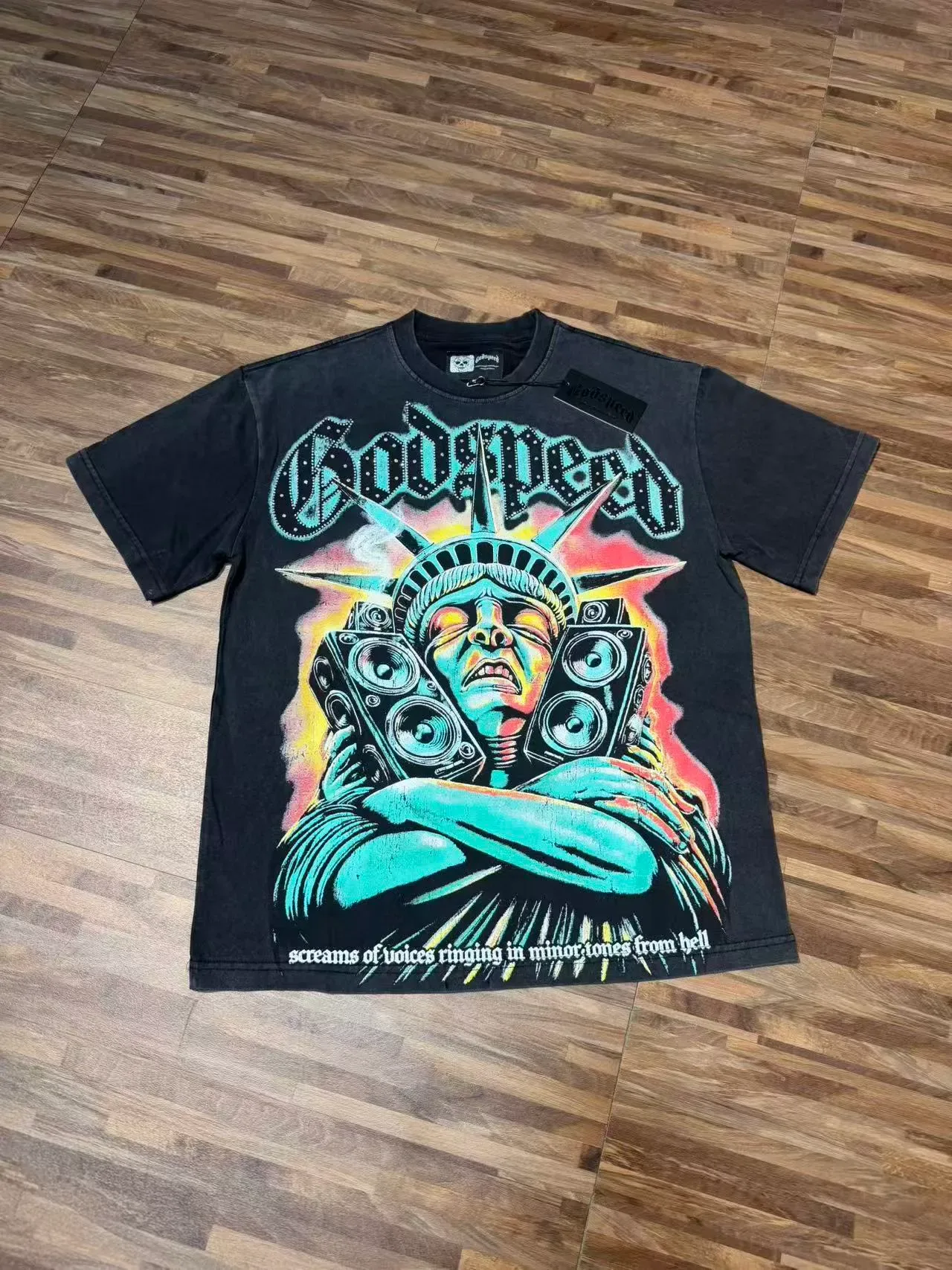 Godspeed World Tour ग्राफिक प्रिंट काली टी-शर्ट 2