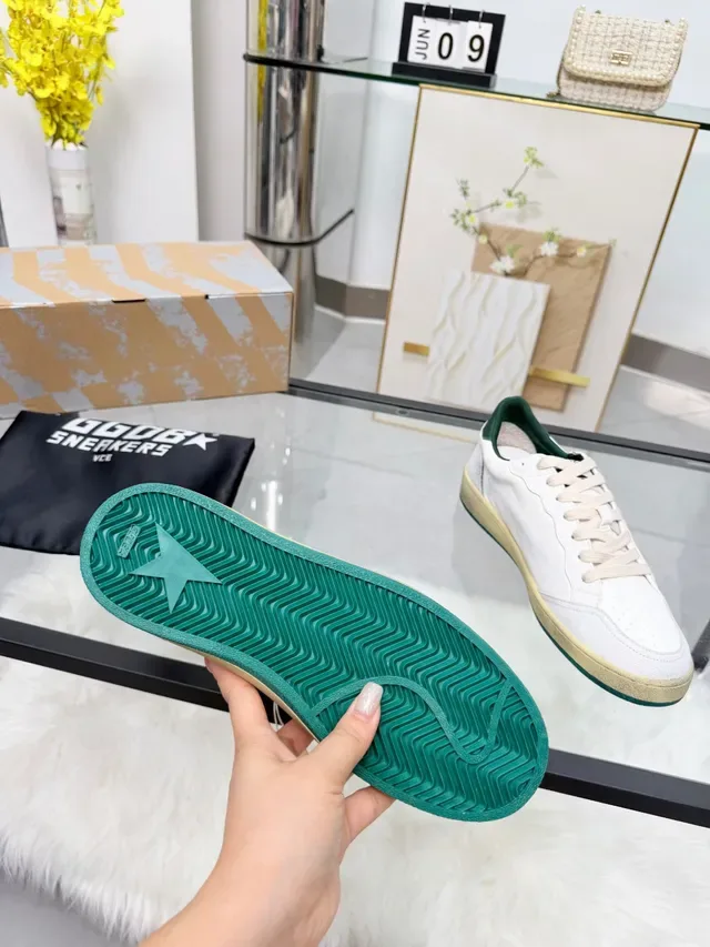 Golden Goose Ball Star White and Green Lifestyle Sneakers 2