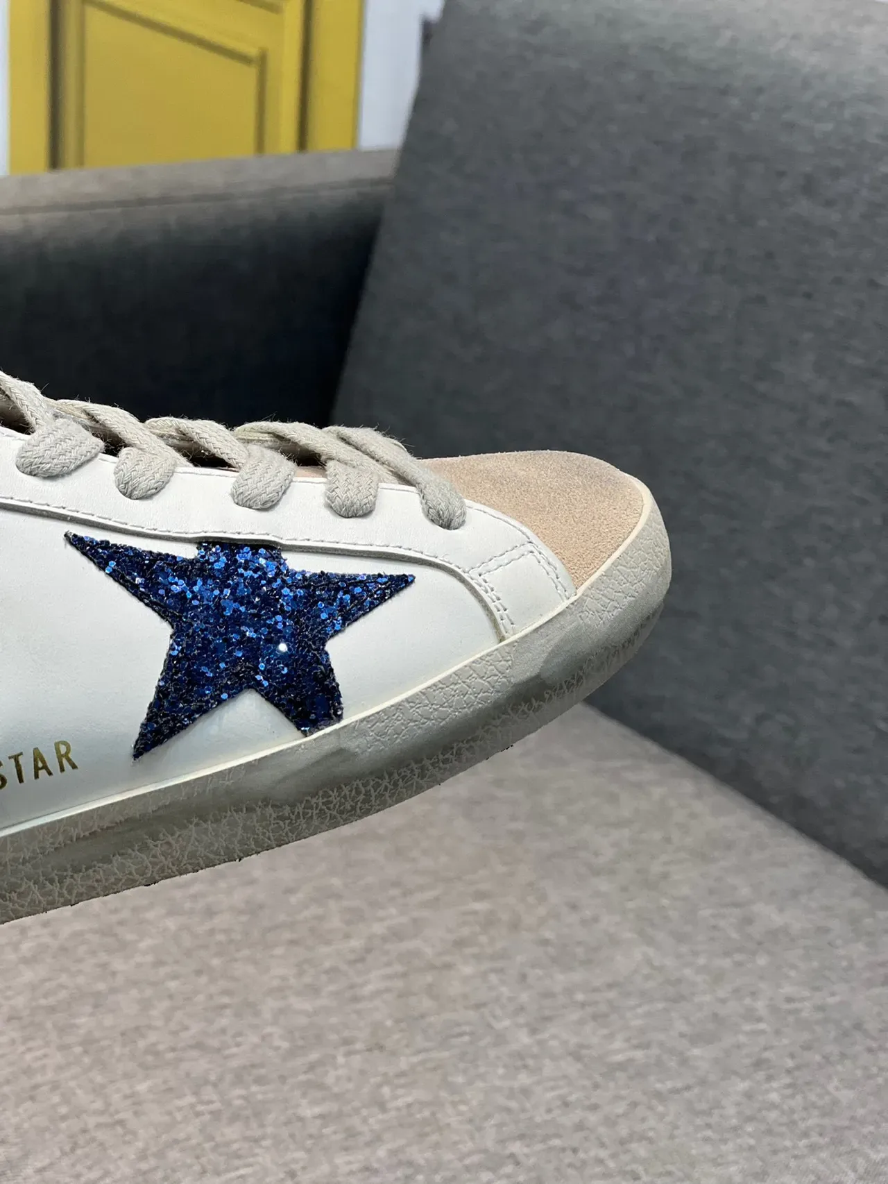Golden Goose Super-Star Mule ডিস্ট্রেসড সাদা গ্লিটার স্টার লাইফস্টাইল স্নিকার্স 4