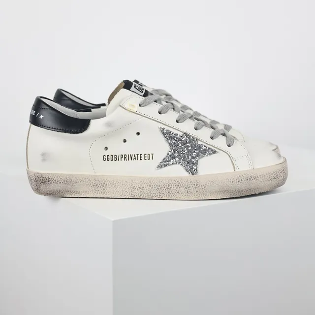 Golden Goose Superstar distressed أبيض glitter نجم أحذية رياضية أسلوب حياة 3