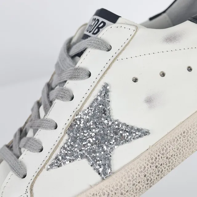 Golden Goose Superstar distressed أبيض glitter نجم أحذية رياضية أسلوب حياة 6