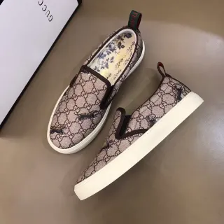 Gucci Ace 米色棕 GG Supreme 帆布 刺绣老虎图案 乐福鞋