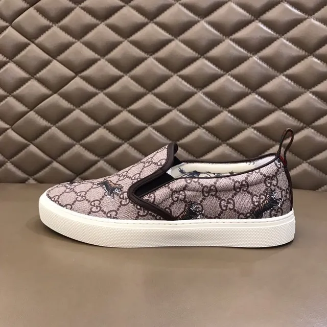 Gucci Ace 米色棕 GG Supreme 帆布 刺绣老虎图案 乐福鞋 8