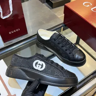 Gucci Ace 黑色 GG 印花帆布生活方式运动鞋