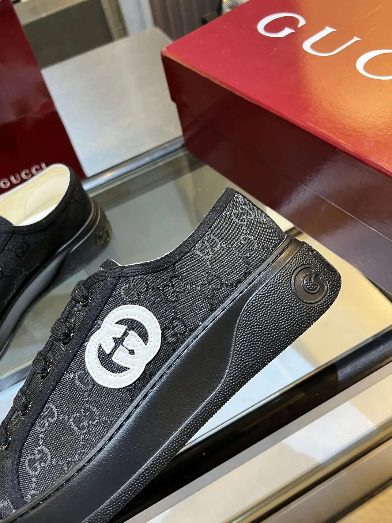 Gucci Ace Black GG Monogram Canvas Lifestyle Sneakers 2