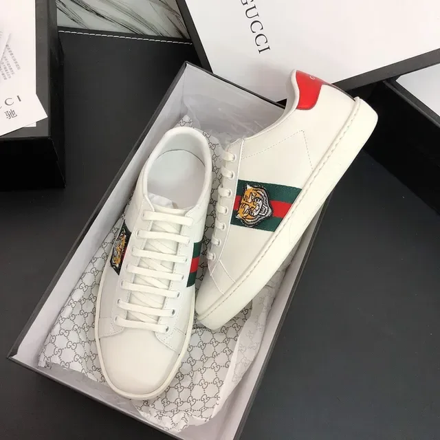 سينيكرز Gucci Ace Tiger أبيض أخضر أحمر 4