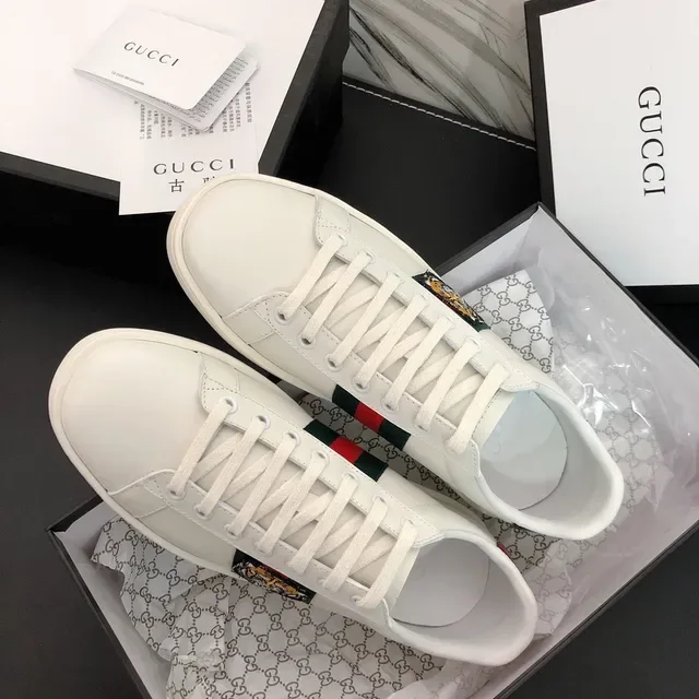 سينيكرز Gucci Ace Tiger أبيض أخضر أحمر 6
