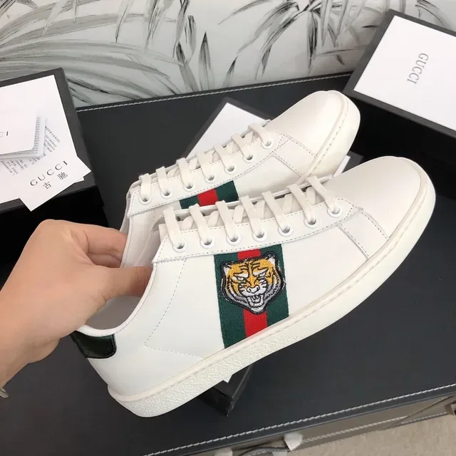 سينيكرز Gucci Ace Tiger أبيض أخضر أحمر 7
