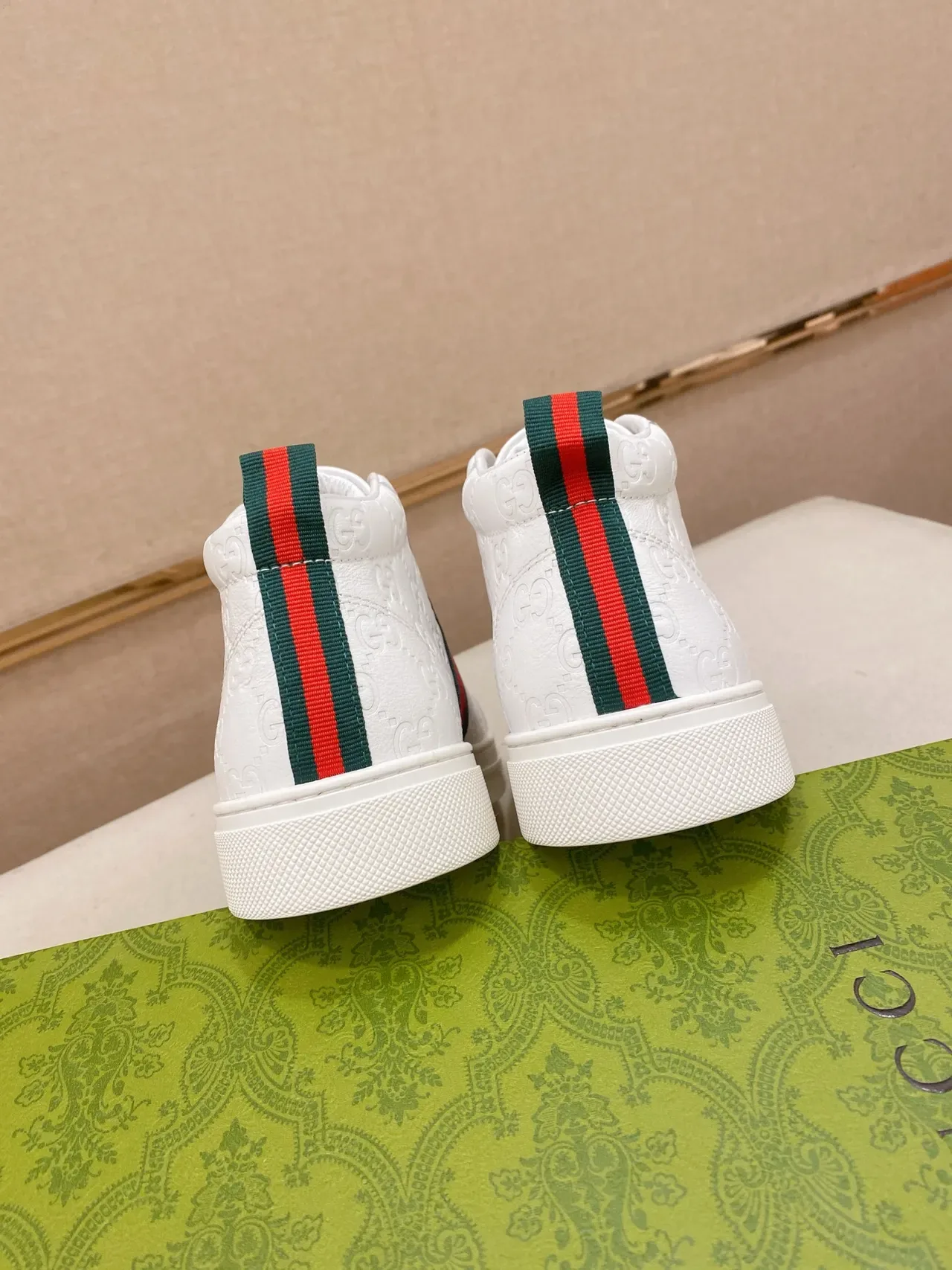 Gucci Ace White Embossed GG Monogram Web Stripe Lifestyle Sneakers 3