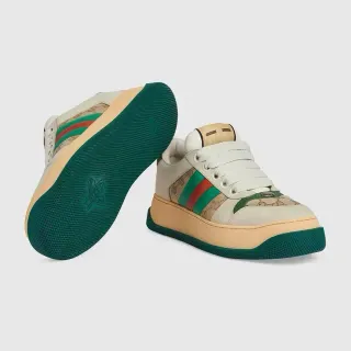 Gucci Zapatillas Lifestyle Beige Verde Suela Plataforma GG Monogram Lona