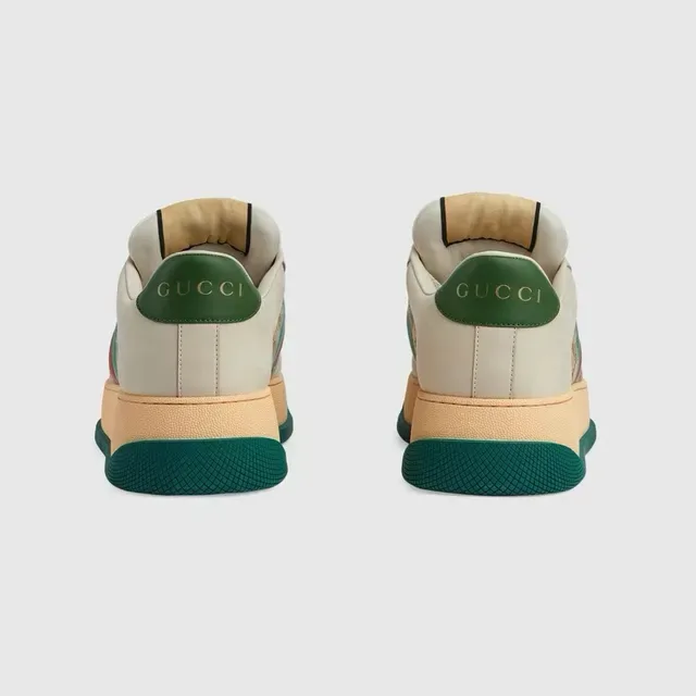 Gucci Tênis Lifestyle Bege Verde Sola Plataforma GG Monogram Lona 5