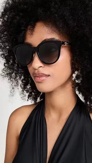 Gucci نظارات شمسية أسود ذهبي شكل عين القطة إطار أسيتات 4