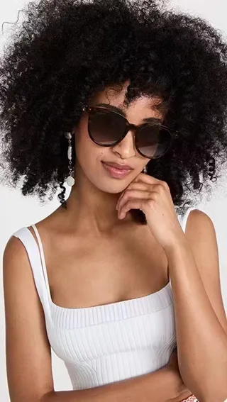 Gucci نظارات شمسية أسود ذهبي شكل عين القطة إطار أسيتات 5