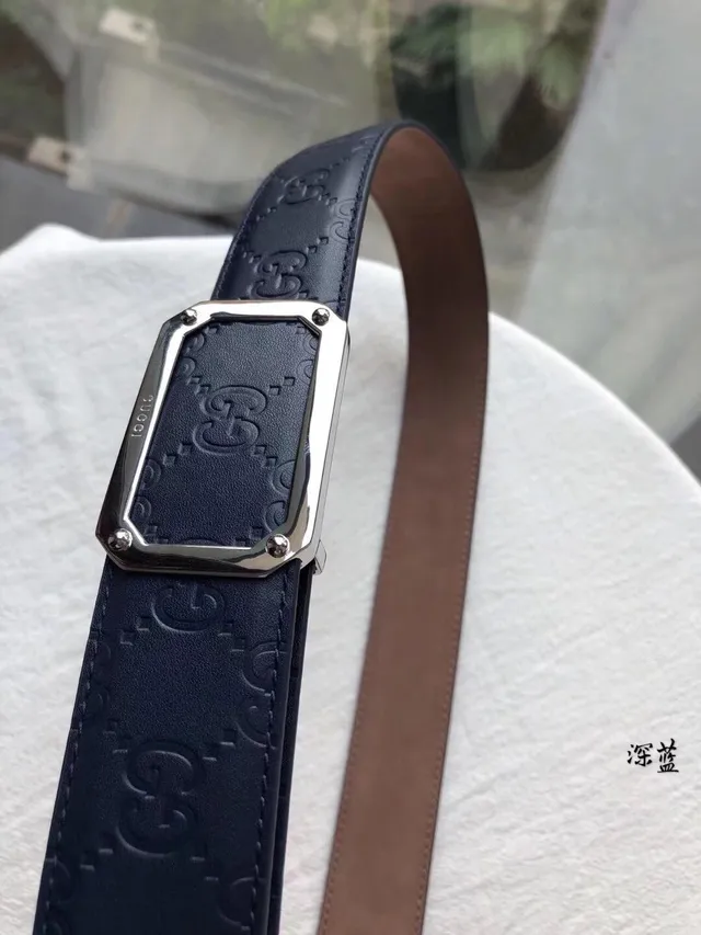 Gucci Black Gold Embossed Interlocking G Motif Rectangular Metal Buckle Leather Belt 8