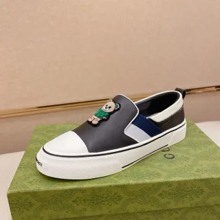 Gucci Negro Blanco Slip-On Construction Panel Lateral Color-Blocked Lifestyle Sneakers