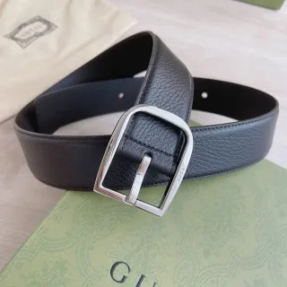 Gucci বাদামি রূপালি পাথুরে আয়তাকার বকল চামড়ার বেল্ট