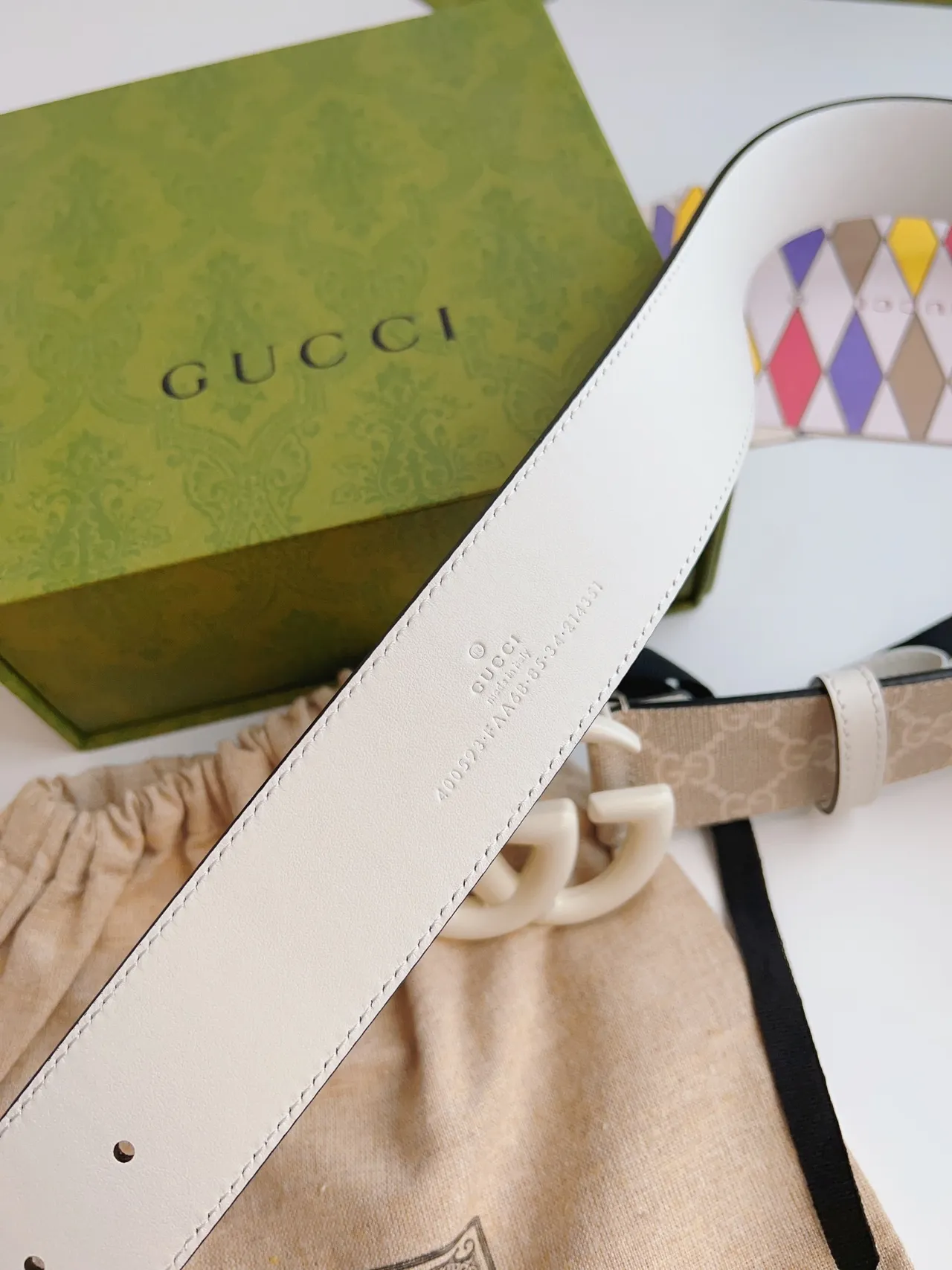 Gucci Double G Belt Ivory and Beige Leather Belt 4