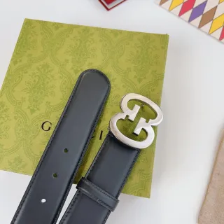 Gucci Double G Interlocking Buckle 黑色皮带