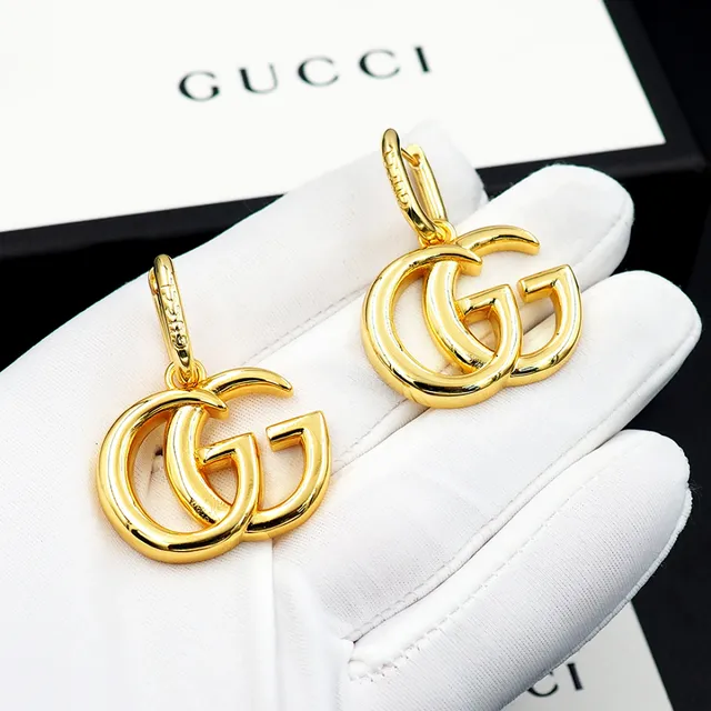 Gucci Double G Interlocking Logo Gold-Tone Drop Earrings 6