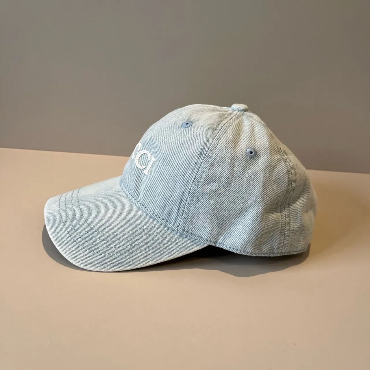 Gucci Logo Bordado Jeans Azul Claro Boné de Beisebol 6