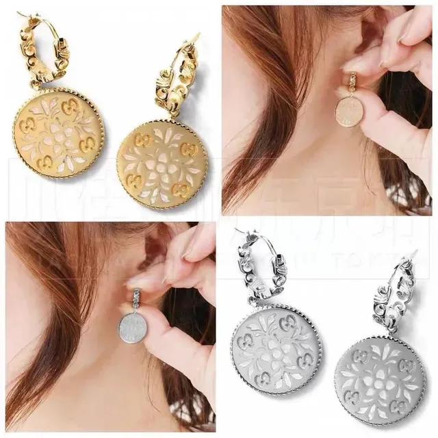 Gucci Floral GG Engraved Disc Earrings 8