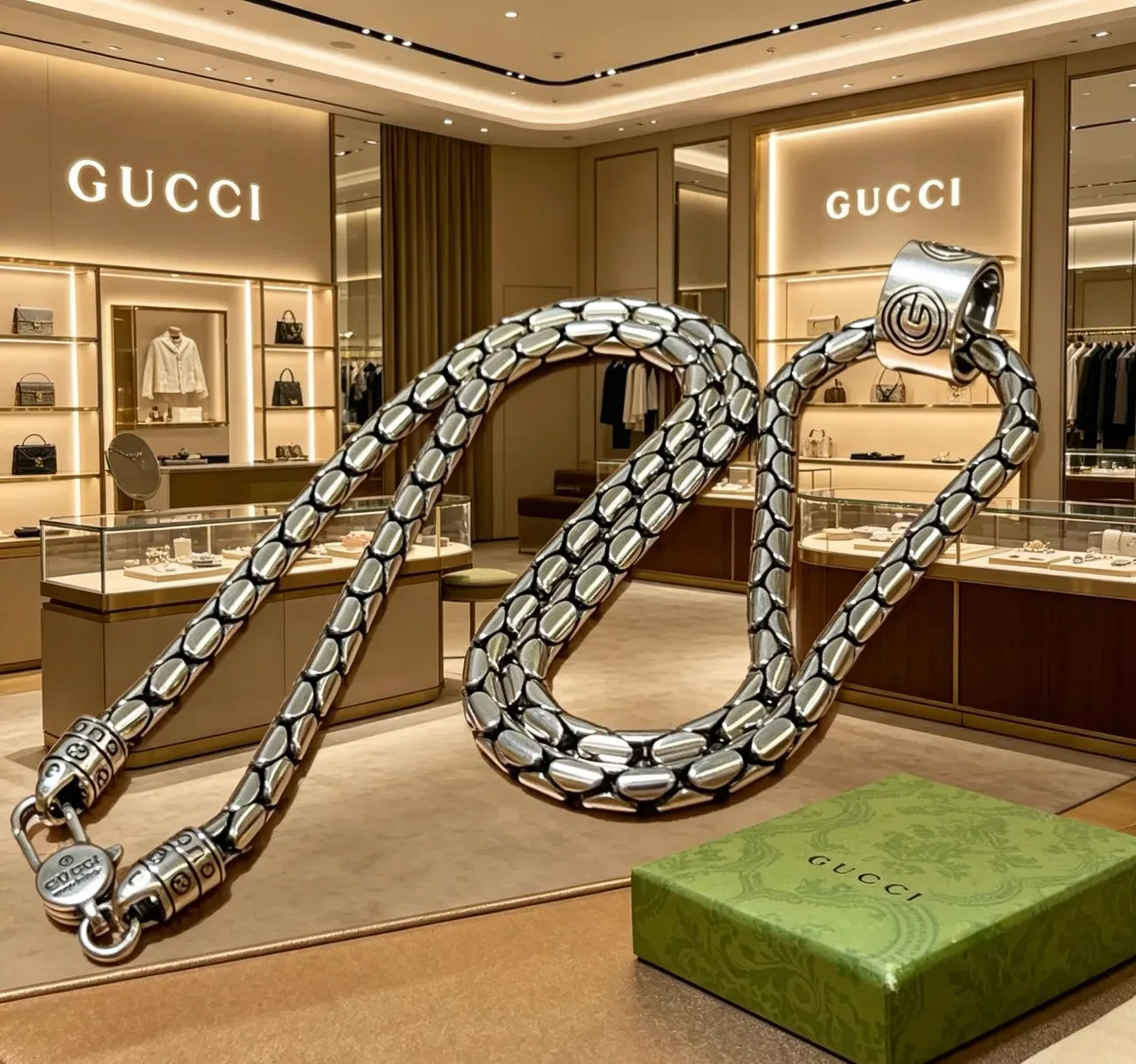 Gucci G-Link Oval Chain Silver Necklace 4