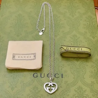 Gucci GG Heart Interlocking G Collier ton argent